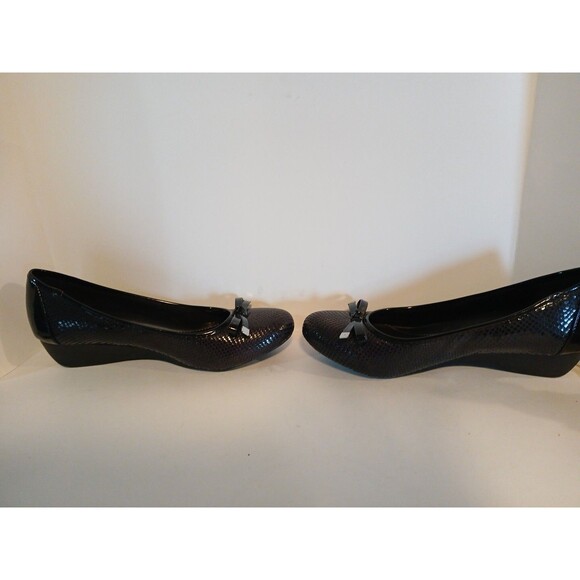 Karen Scott Pippa Casual Low Heel Wedge Black Front Bow Womens 9W - Picture 3 of 16